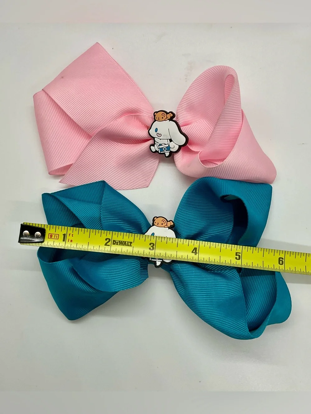 Pair of CINNAMOROLL SANRIO Ribbon Hair Bows in Pink & Turquoise Handmade